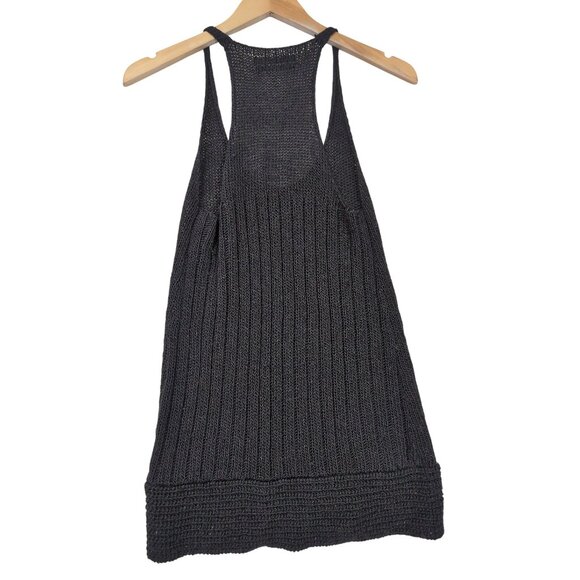 Club Monaco Knit Tank Top Women S Black Racerback Linen Blend Minimalist Capsule - Picture 4 of 8